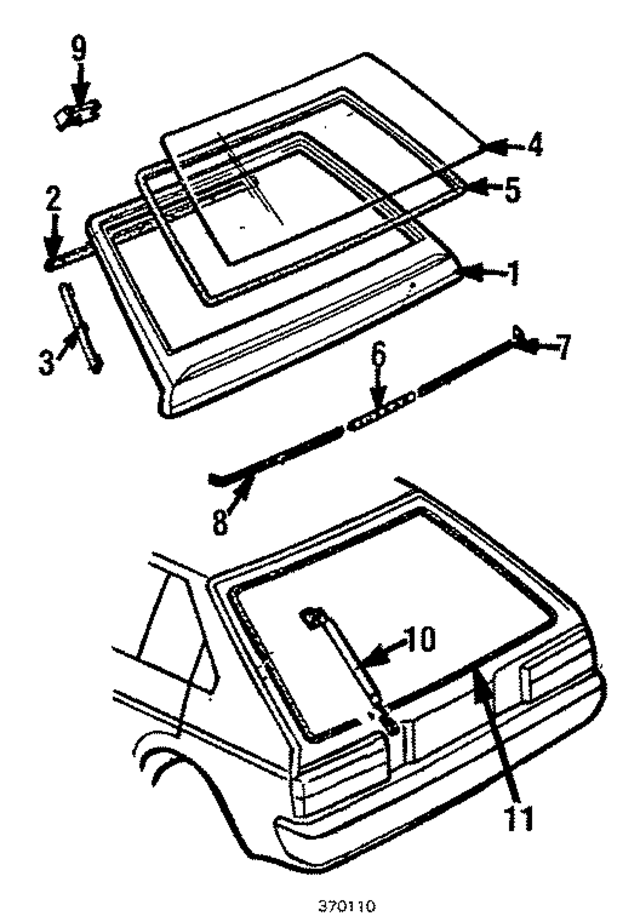 9031001M00 - : Lift Gate Glass Seal for Nissan: Pulsar NX Image