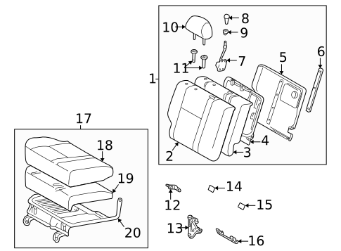 Rear Seat Components for 2006 Toyota Matrix #0