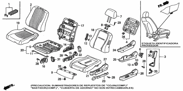 Front Seat (L.) for 2002 Honda Accord #0
