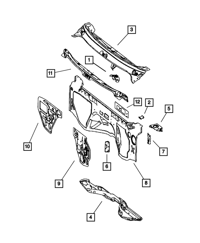 68006316AA - Body Sheet Metal Except Doors: Cowl Top Panel for Mopar Image