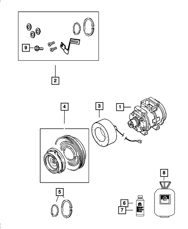 5264454 - Air Conditioners and Heaters: A/c Clutch Snap Ring Kit for Mopar Image