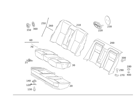 Rear Seat Cushion, Rear Backrest for 2012 Mercedes-Benz S400 #0