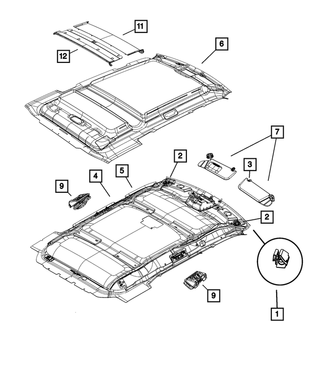 68061345AB - Interior Trim: Headliner for Mopar Image