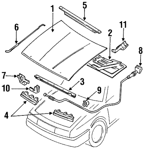Hood & Components for 1995 Mercury Tracer #0