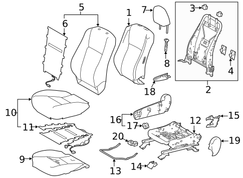 Passenger Seat Components for 2019 Toyota Highlander #1