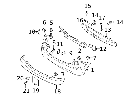 Bumper & Components - Rear for 2006 Kia Rio5 #0