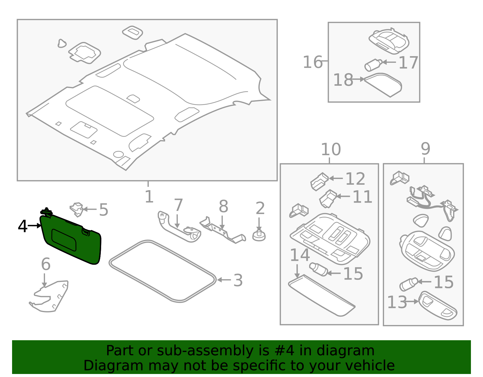 2015-2017 Subaru Sun-Visor 92011FJ420ME | OEM Parts Online