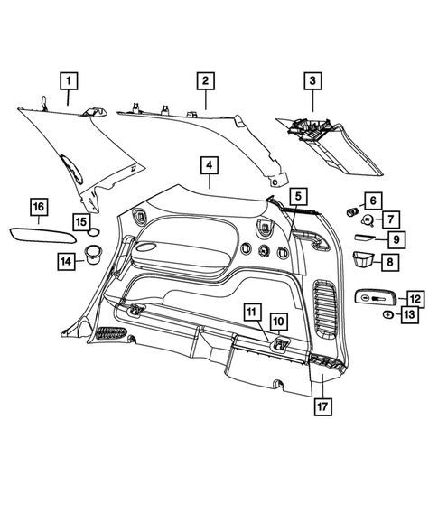 Panels-Moldings-Scuff Plates, Pillar, Cowl, 1/4 Panel Trim and Cargo Covers for 2013 Dodge Durango #0