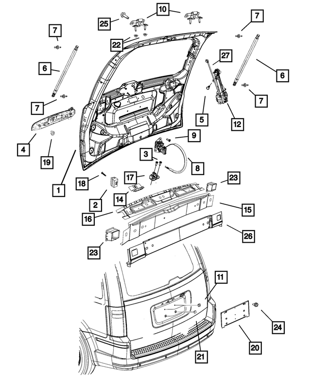 5054266AD - Doors, Door Mirrors and Related Parts: Liftgate for Mopar Image