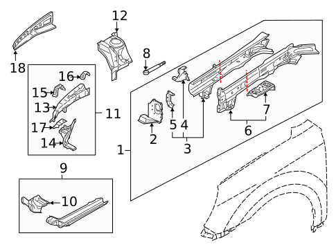 Structural Components & Rails for 2012 Subaru Legacy #0