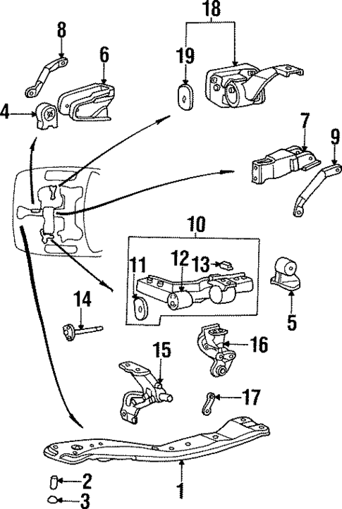 Engine & Trans Mounting for 1998 Hyundai Sonata #0