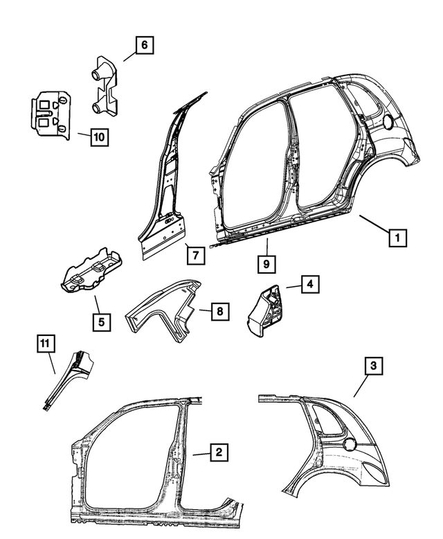 5127696AH - Body Sheet Metal Except Doors: Body Side Aperture Complete Panel Assembly, Right for Mopar Image