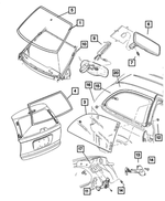 5020387AC - Body Sheet Metal Except Doors: Windshield for Chrysler: Town &amp; Country, Voyager | Dodge: Caravan, Grand Caravan Image