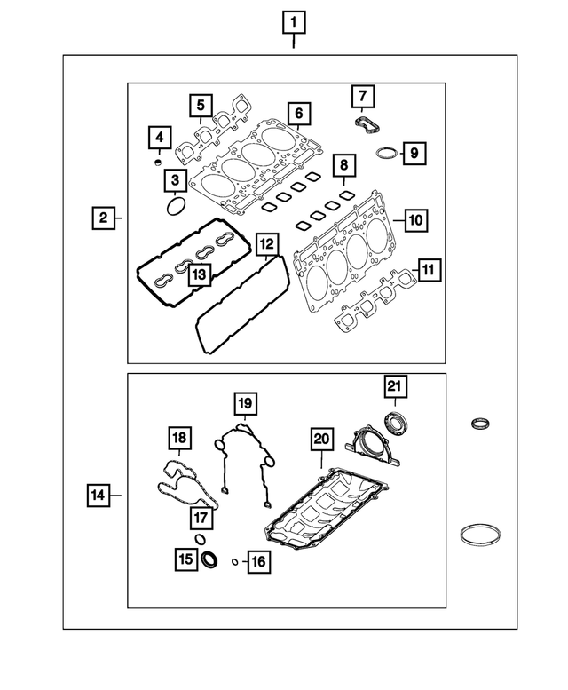 68294132AB - 5.7L HEMI Gas; Engine: Long Block Engine Gasket Kit for Mopar Image
