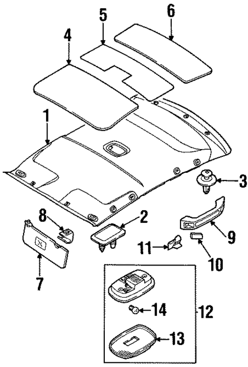 Interior Trim - Roof for 1999 Kia Sephia #0