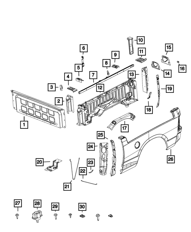 68027842AA - Body Sheet Metal Except Doors: Front Box Panel, Right for Mopar Image image