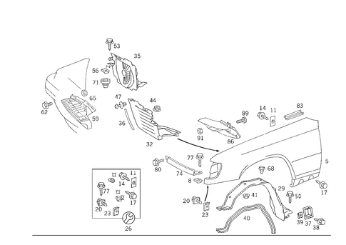 Front Fender for 1989 Mercedes-Benz 300TE #0