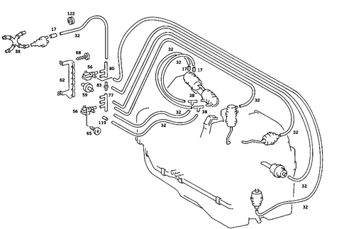 Heating/Automatic-Air-Conditioner Vacuum Parts for 1985 Mercedes-Benz 380SE #0