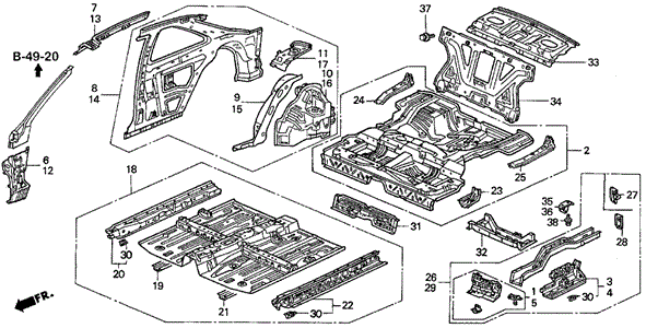 Inner Panel for 1997 Acura CL #0