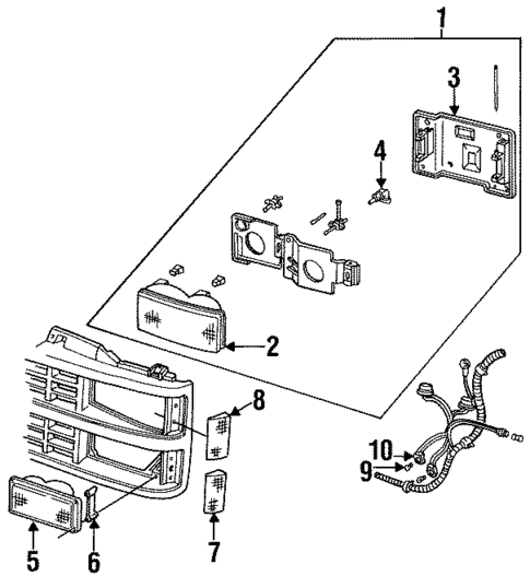Headlamp Components for 1997 GMC Yukon #1