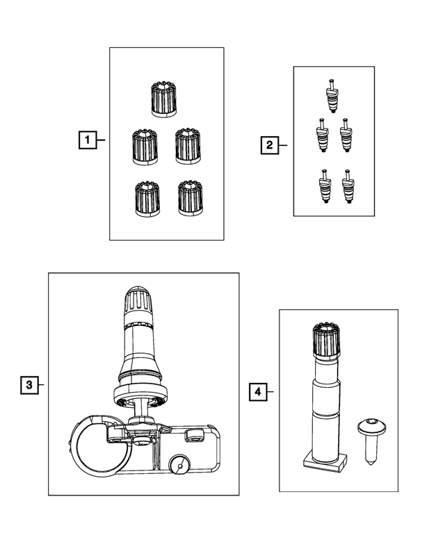 68206631AA - Wheels: Valve Stem Cap Kit for Mopar Image