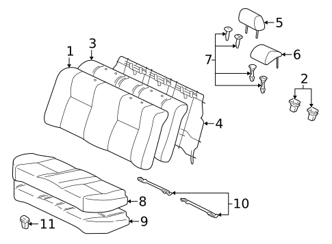 Rear Seat Components for 2006 Toyota Corolla #1