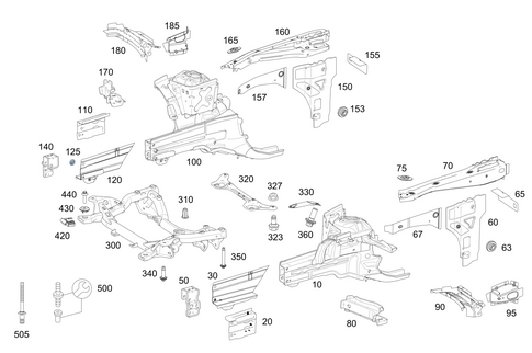 Wheel Well, Front Axle Carrier for 2013 Mercedes-Benz E400 #0