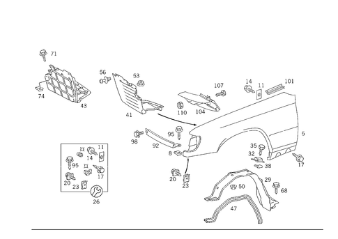 Front Fender for 1990 Mercedes-Benz 300CE #0