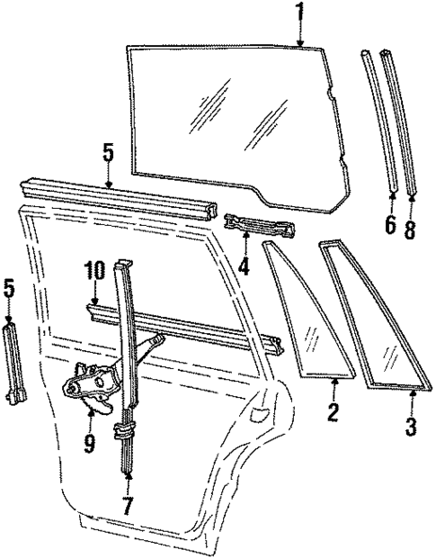 Glass - Rear Door for 1986 Ford LTD #0