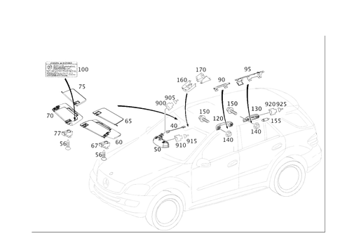 Sun Visor, Interior Mirror, Grab Handle for 2007 Mercedes-Benz ML500 #0