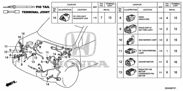 Electrical Connectors (FR.) ('12-) for 2012 Honda Pilot #0