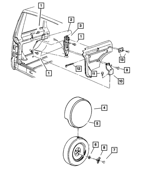 Spare Tire Stowage for 2001 Jeep Cherokee #0