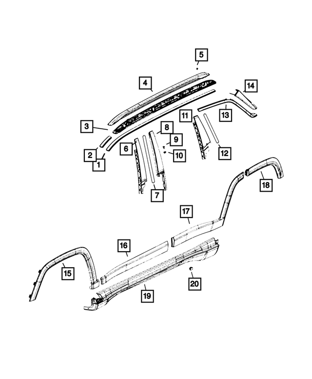 5UP34RXFAC - Exterior Ornamentation: Roof Joint Molding, Right for Mopar Image
