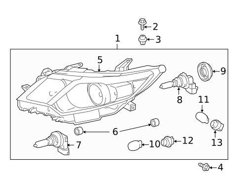 Headlamp Components for 2013 Toyota Camry #0