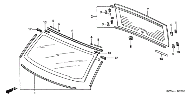 Front Windshield - Rear Windshield for 2005 Honda Element #0