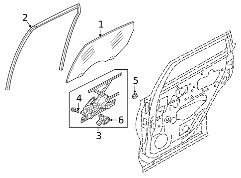 Glass - Rear Door for 2022 INFINITI QX50 #0