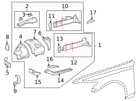 Structural Components & Rails for 2008 Lexus LS600h #0