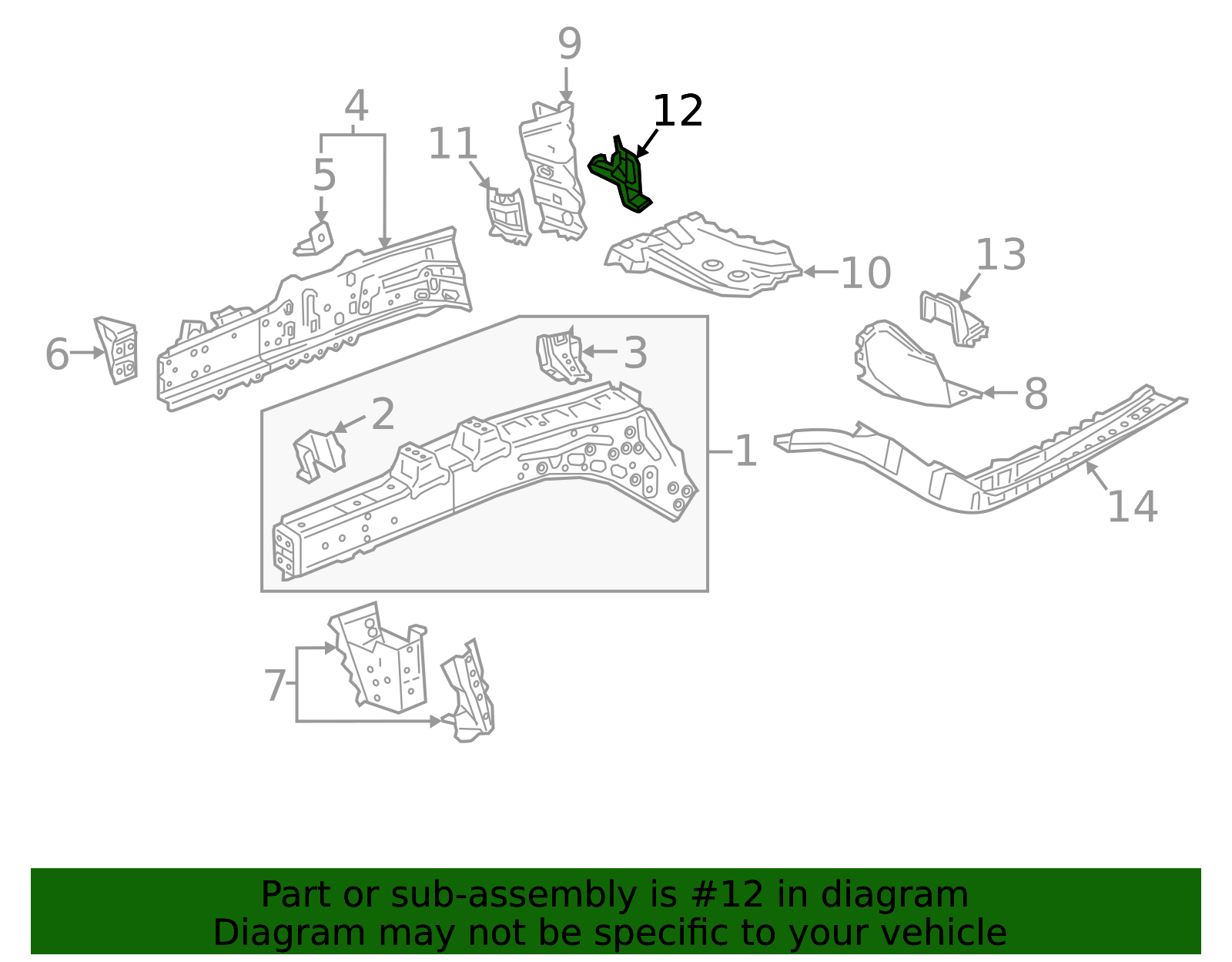 2019-2026 GM Passenger Side Front Compartment Front Side Rail ...