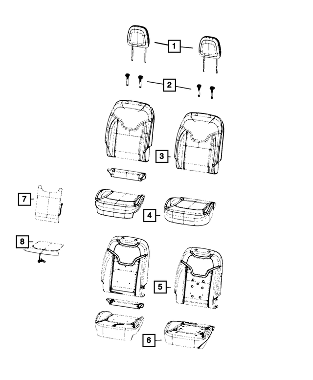 68272253AA - Interior Trim: Seat Back Foam, Left for Mopar Image