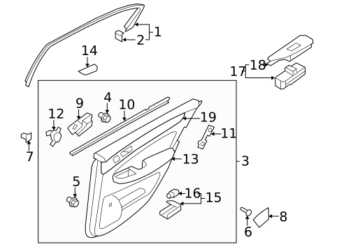 Interior Trim - Rear Door for 2012 Hyundai Genesis #0