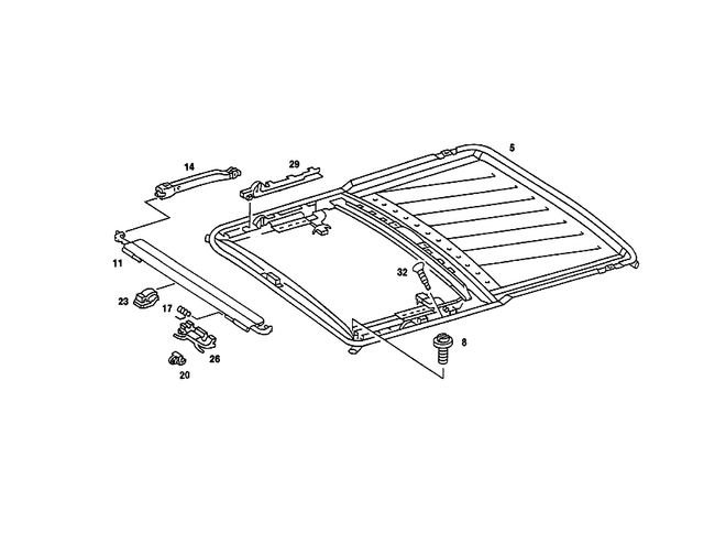 1247802329 - Electric Sliding/Lifting Roof: Frame for Mercedes-Benz: 190, 190D, 190E, 300CE Image image
