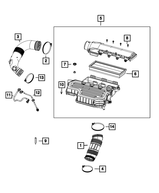 68523996AA - Fuel and Accelerator Pedal: Air Cleaner Hose for Mopar Image