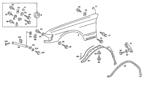 Front Fender for 1984 Mercedes-Benz 380SE #0