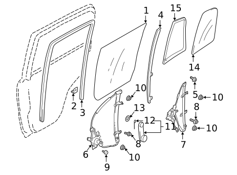Glass - Rear Door for 2004 Suzuki Vitara #0