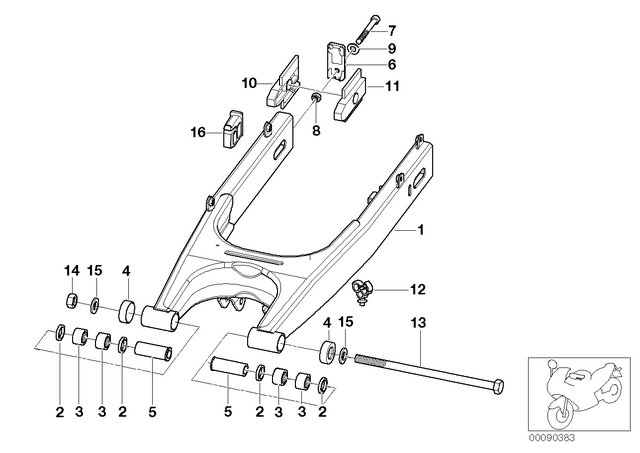 33178526951 - : Rear Wheel Swinging Arm, Black for BMW-Motorrad Image