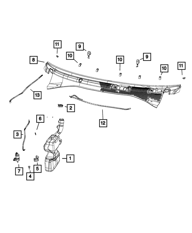 68206840AA - Electrical: Windshield Washer Reservoir for Mopar Image