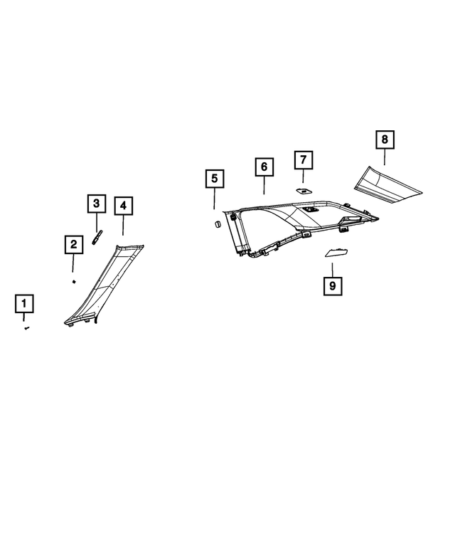 6RX95DX9AA - Interior Trim: A Pillar Molding, Left for Mopar Image image