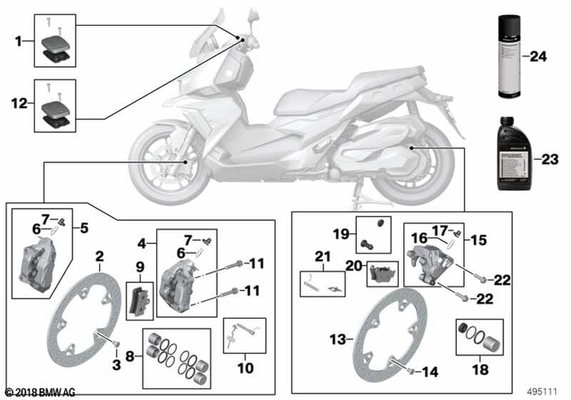 32729480023 - Service and Scope of Repair Work: Set of Caps, Fluid Reservoir, Brakes -  for BMW-Motorrad Image