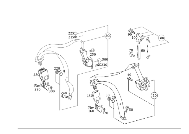 2118601186 - Rear Seat Bench: Seat Belt for Mercedes-Benz: E320, E500 Image image