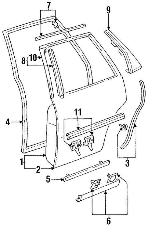 Exterior Trim - Rear Door for 1995 Toyota Camry #0